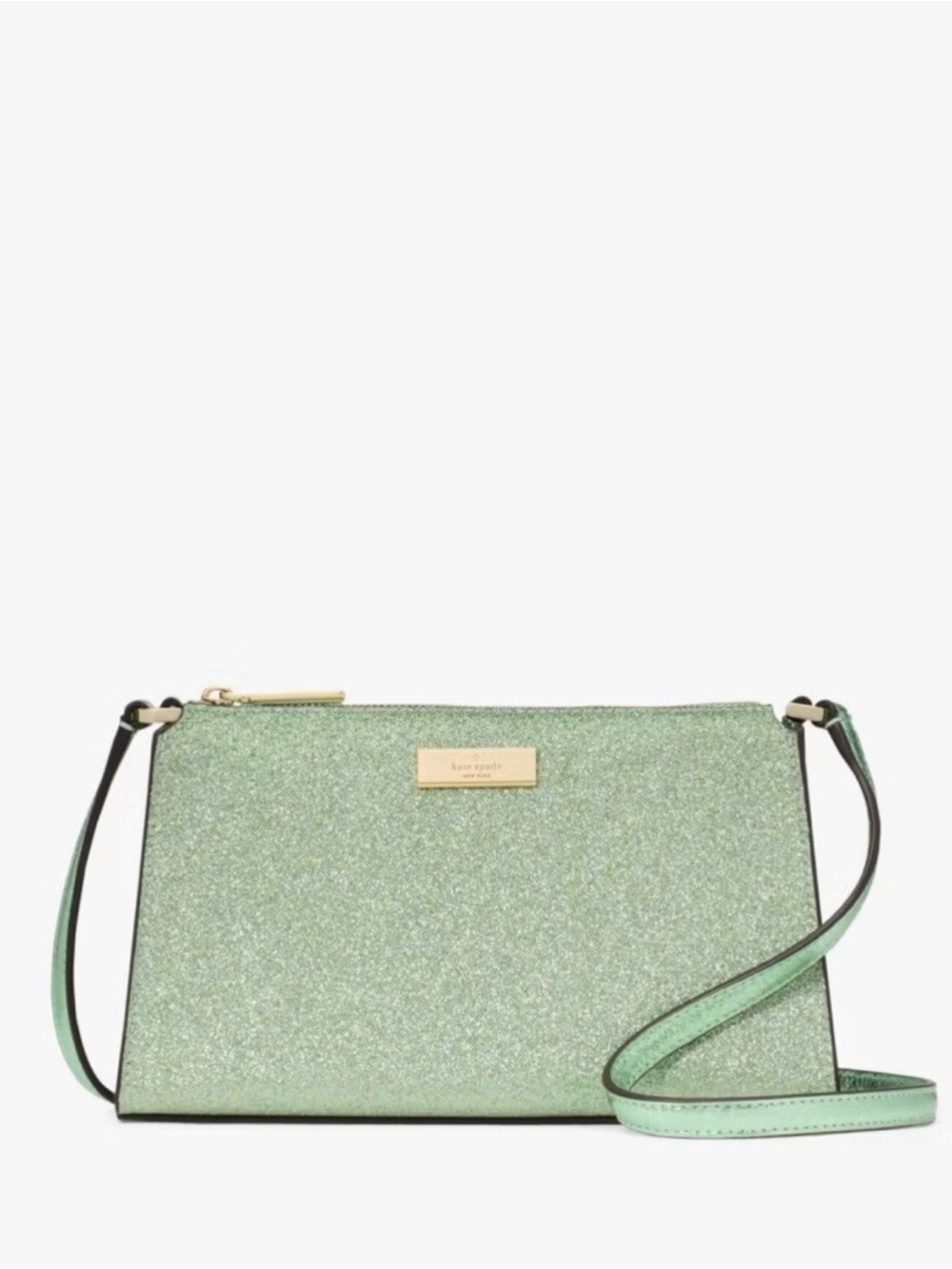 Kate Spade Kenzie Green Glitter Seawater Mini Crossbody NEW